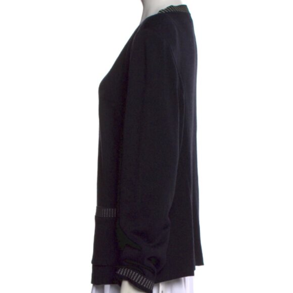 St. John Black Wool Button Front Cardigan - Picture 3 of 6